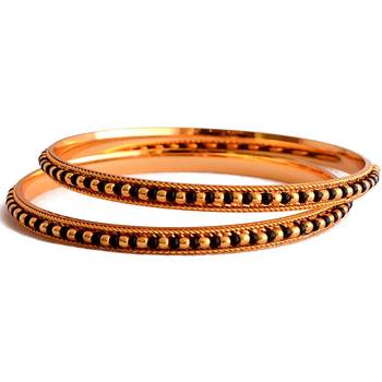 Golden Traditional Black Bead Gold Plated Pair Of Bangles  For Women And Girls 4