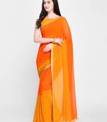 Orange printed georgette saree with blouse
