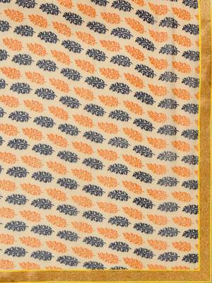 Yellow printed georgette saree with blouse 4