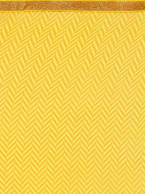 Yellow printed georgette saree with blouse 5