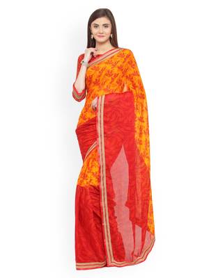 multicolor printed georgette saree with blouse 1