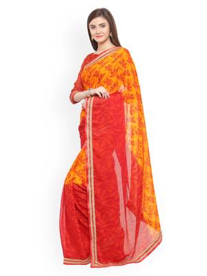 multicolor printed georgette saree with blouse 3