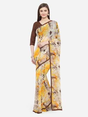 multicolor printed georgette saree with blouse 1