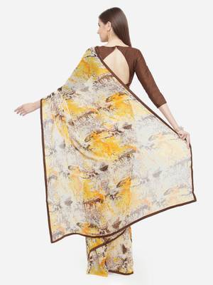 multicolor printed georgette saree with blouse 2