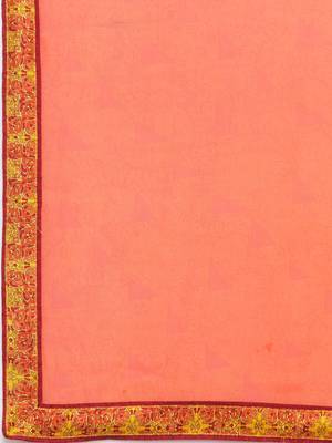 Orange printed georgette saree with blouse 5