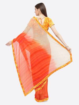 multicolor printed georgette saree with blouse 2