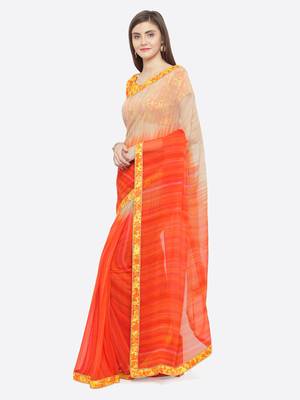 multicolor printed georgette saree with blouse 3