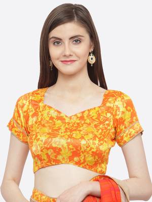 multicolor printed georgette saree with blouse 4