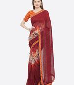 Purple printed georgette saree with blouse