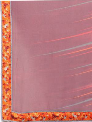 Purple printed georgette saree with blouse 4