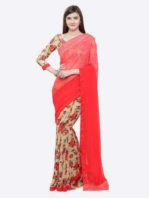 multicolor printed georgette saree with blouse 1