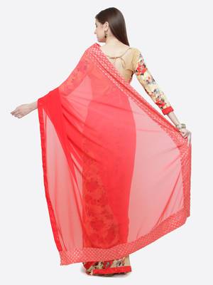 multicolor printed georgette saree with blouse 2
