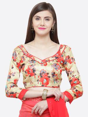 multicolor printed georgette saree with blouse 4