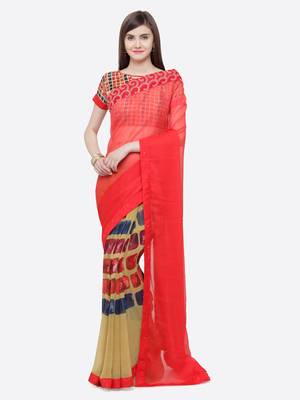 multicolor printed georgette saree with blouse 1