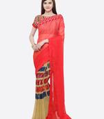 multicolor printed georgette saree with blouse