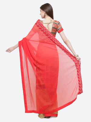 multicolor printed georgette saree with blouse 2