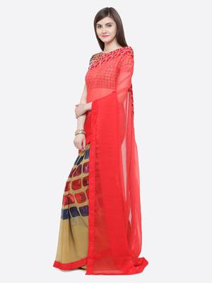 multicolor printed georgette saree with blouse 3