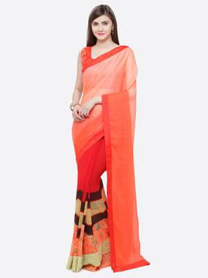 multicolor printed georgette saree with blouse 1