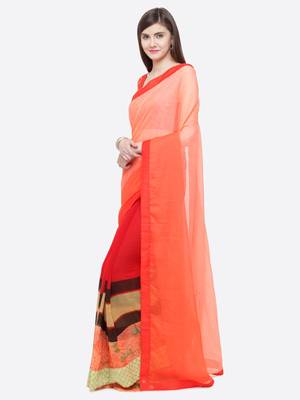 multicolor printed georgette saree with blouse 3