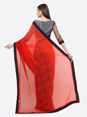multicolor printed georgette saree with blouse 2