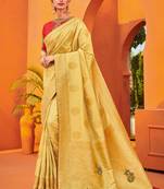 Gold embroidered silk saree with blouse