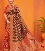 Multicolor embroidered silk saree with blouse