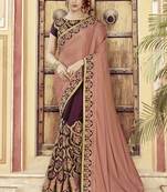 Maroon embroidered banarasi silk saree with blouse
