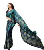 Women's Bollywood Designer Blue Colour Georgette Saree With Blouse Piece