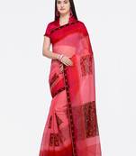 Pink printed Net saree with blouse