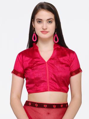 Pink printed Net saree with blouse 4