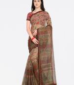 multicolor printed Net saree with blouse