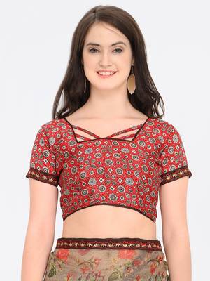 multicolor printed Net saree with blouse 4