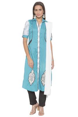 Blue Embroidered Cotton Salwar 1