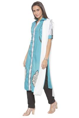Blue Embroidered Cotton Salwar 2