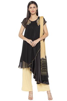Black Embroidered Georgette Salwar 1