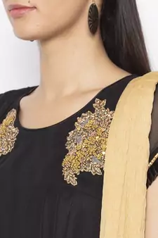 Black Embroidered Georgette Salwar