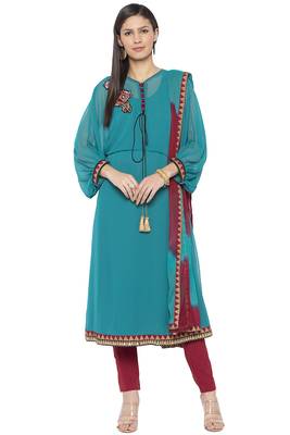 Green Embroidered Georgette Salwar 1