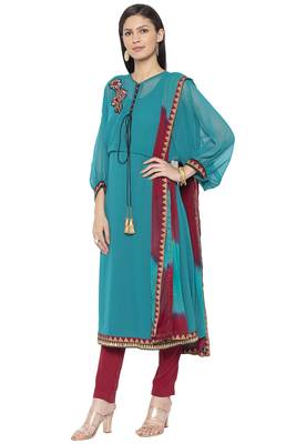 Green Embroidered Georgette Salwar 2