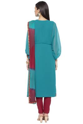 Green Embroidered Georgette Salwar 3