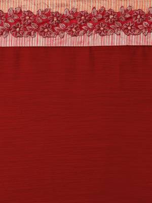 Red printed Chiffon saree with blouse 5