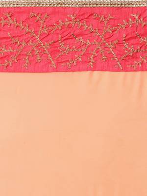 Peach printed Crepe saree with blouse 5