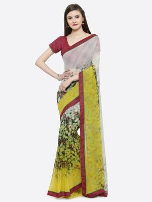 multicolor printed georgette saree with blouse 1