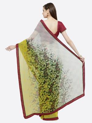 multicolor printed georgette saree with blouse 2