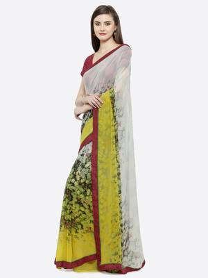 multicolor printed georgette saree with blouse 3
