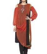 Brown Embroidered
 Georgette Salwar