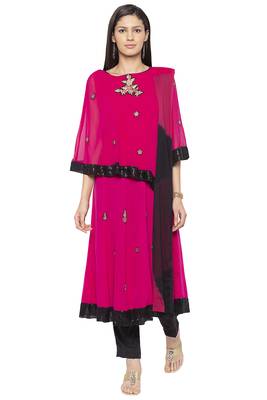 Pink Embroidered
 Georgette Salwar 1
