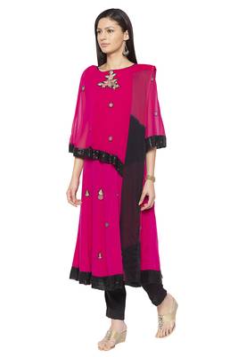 Pink Embroidered
 Georgette Salwar 2