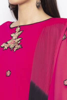 Pink Embroidered
 Georgette Salwar 4