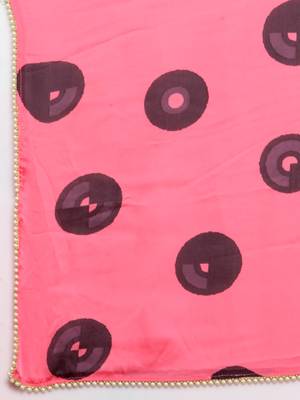 Pink printed Satin saree with blouse 3