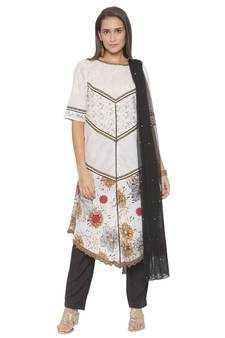 Off White Embroidered Cotton Salwar
